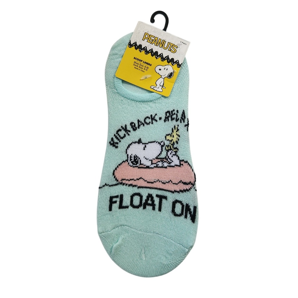 Peanuts Snoopy Scoop Liner‎ Socks 5 Pairs Women Shoe Size 4-10 Sock 9-11 New